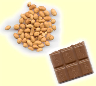 Erdnüsse und Schokolade